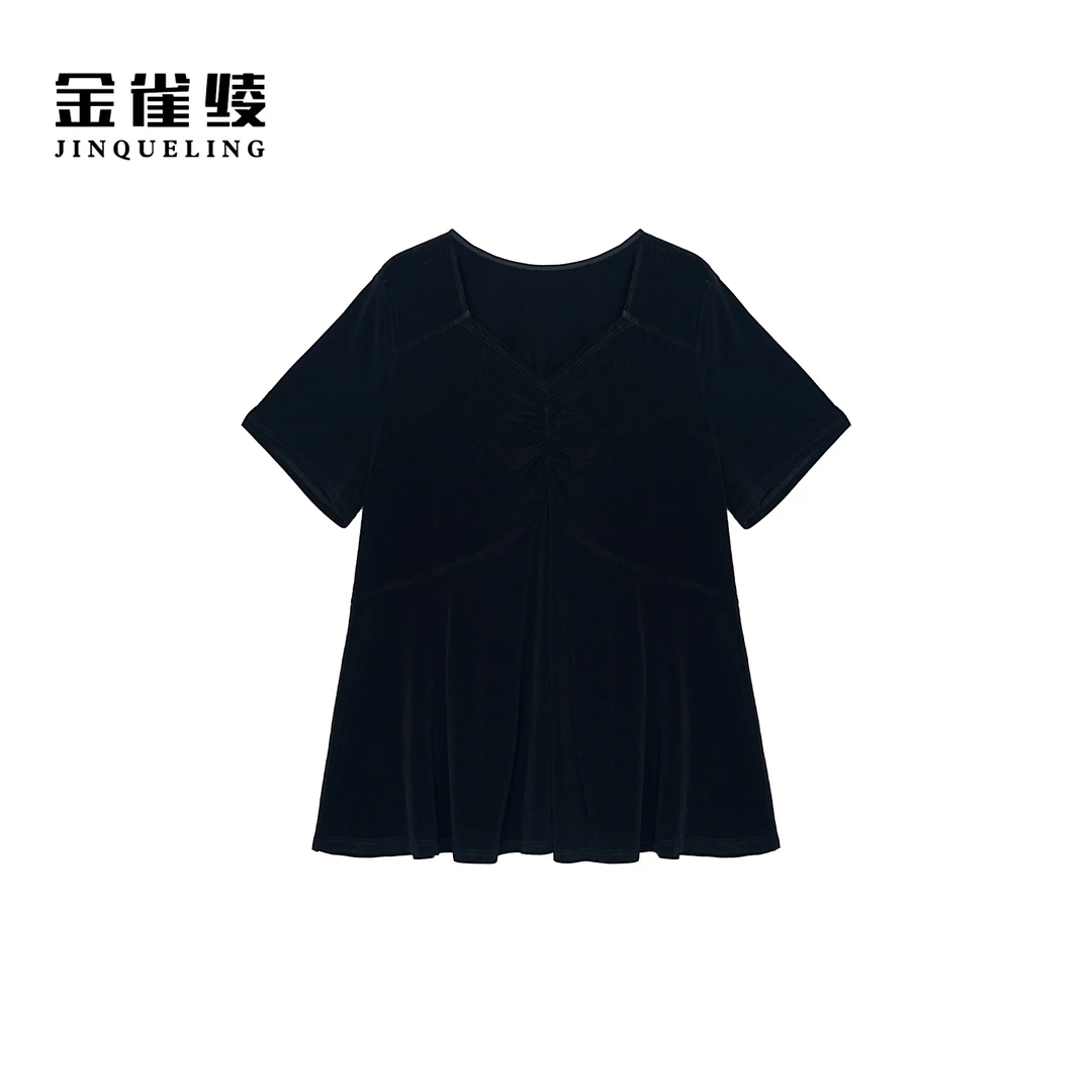金雀绫【巨显瘦】设计师款褶皱宽松显瘦加宽加大小衫SZA2S423