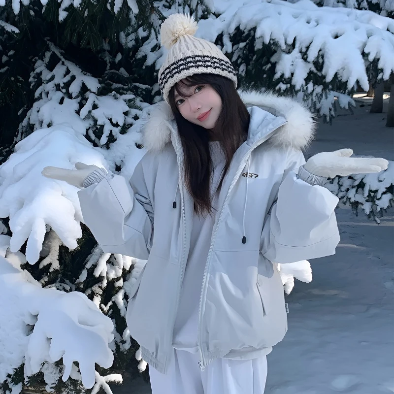 赵露思同款大毛领派克服女2025新款冬季加厚工装棉袄外套宽松ins