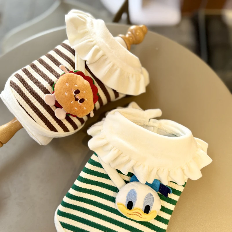 【JoyfulPets】宠物服饰咖绿条纹开扣衫可牵引秋冬新款