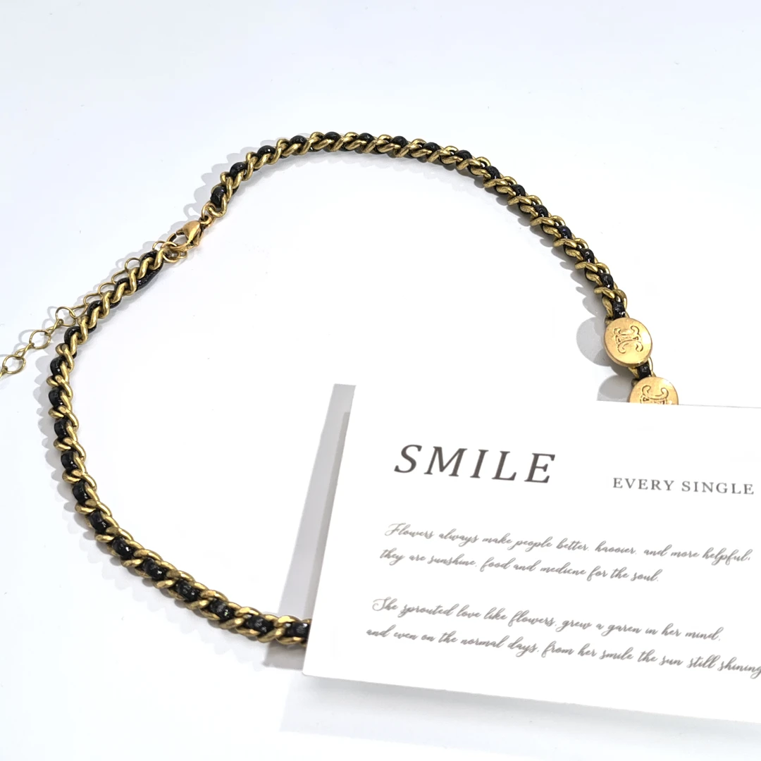 铜合金项链 0326高级时尚气质金色个性c字母项链