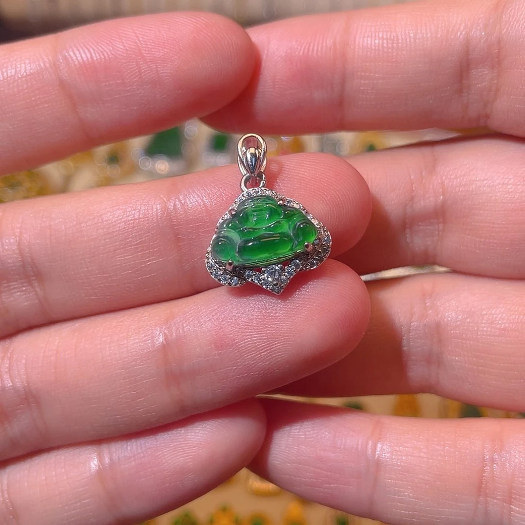 吊坠(不含链)银S925镶嵌翡翠