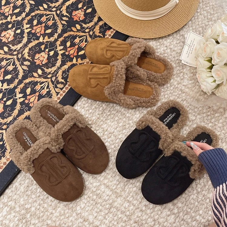 厚底包头款休闲风包头拖软底时尚百搭毛拖居家女外穿拖鞋