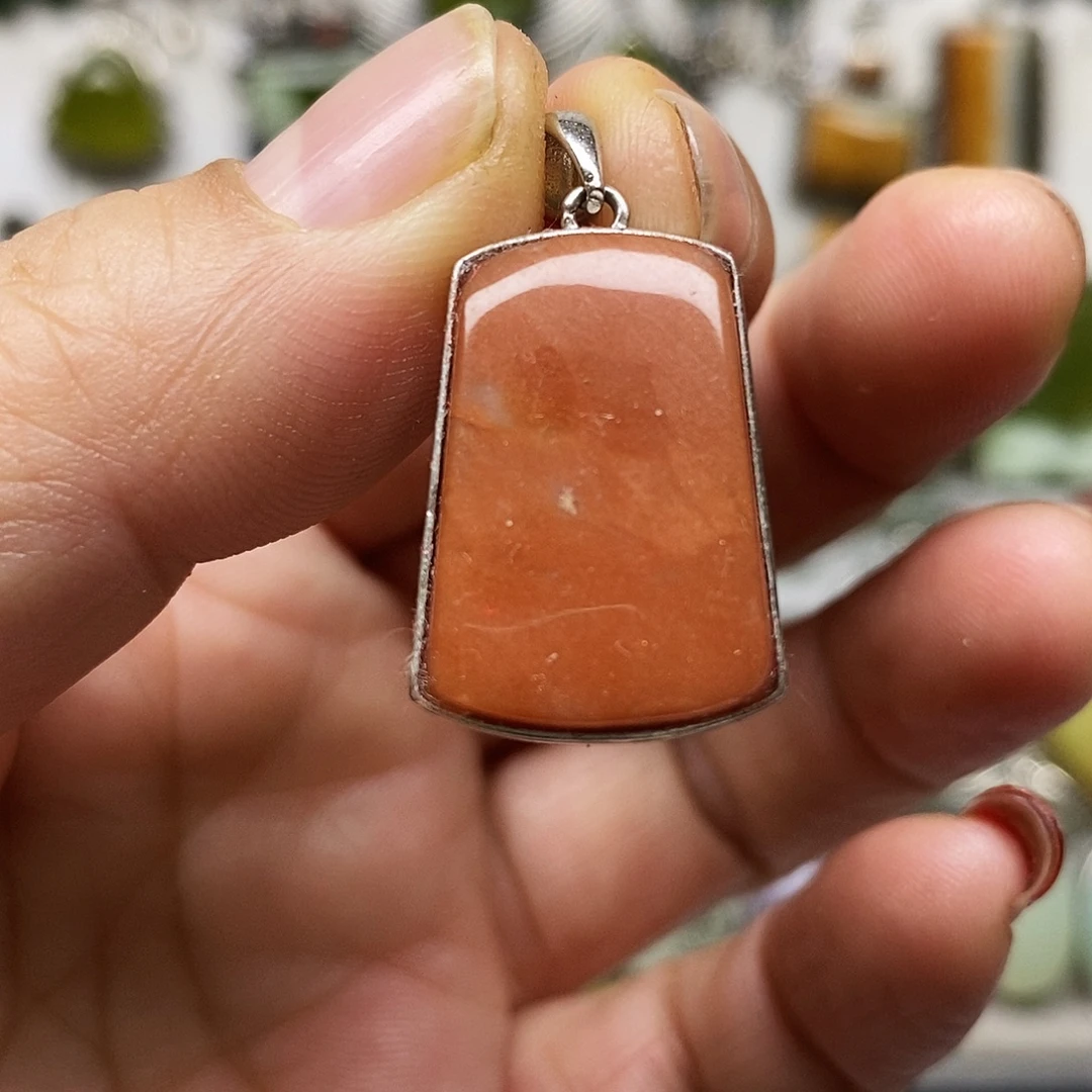 蛇纹石玉银S925镶嵌吊坠