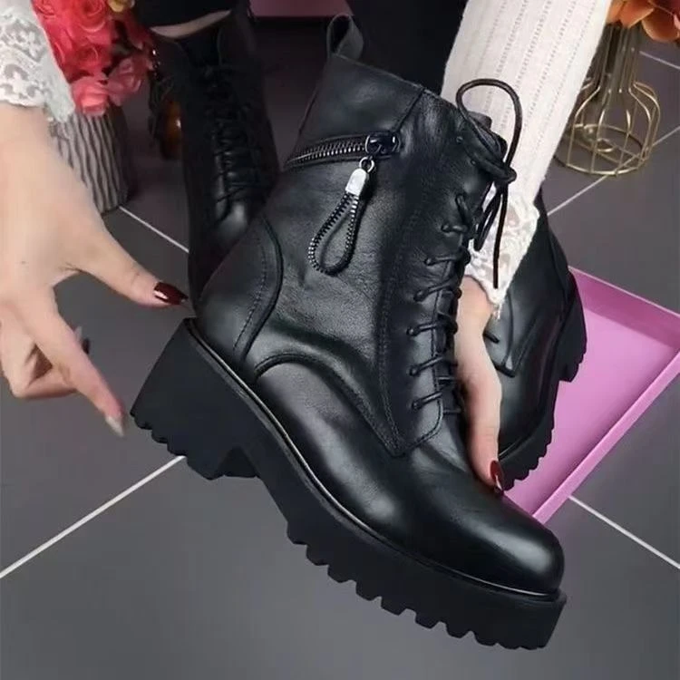 【品牌特卖运费险】2025年新款短靴厚底单靴粗跟中跟防滑妈妈鞋TT