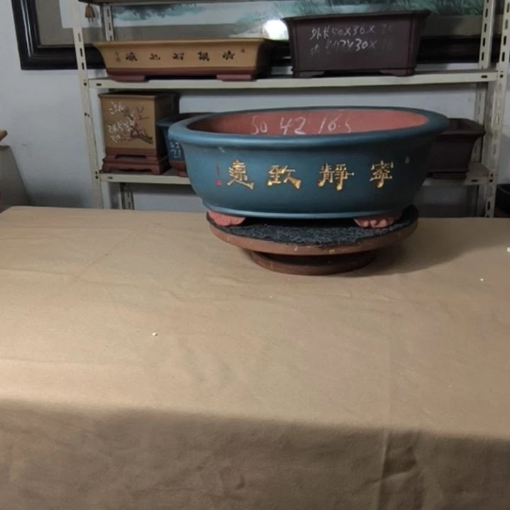 花盆紫砂绿色小号腰