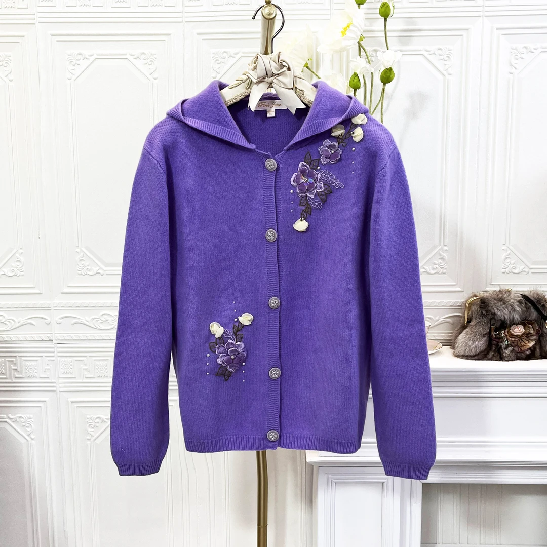 连帽针织衫绵羊毛毛衫2025冬季保暖上衣