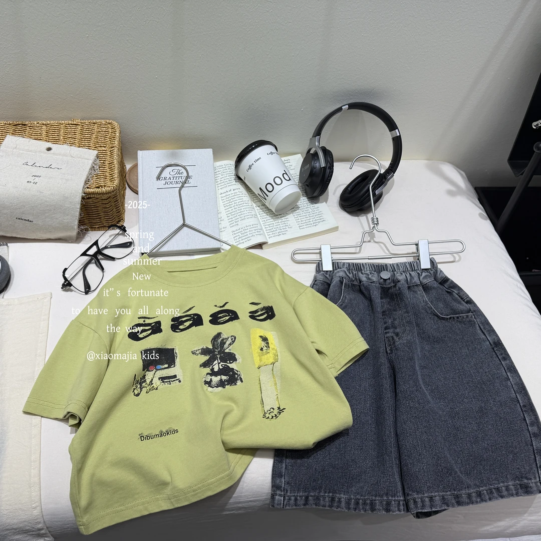 现货-儿童夏季新款时尚T恤D-5306欧若风穿搭休闲宽松男童女童上衣