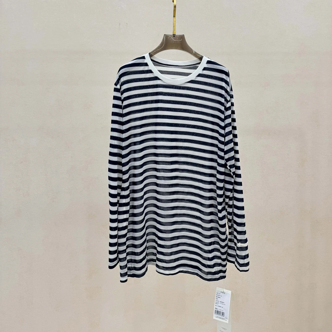 50302【小夫订单】撞色条纹圆领长袖防晒罩衫2587