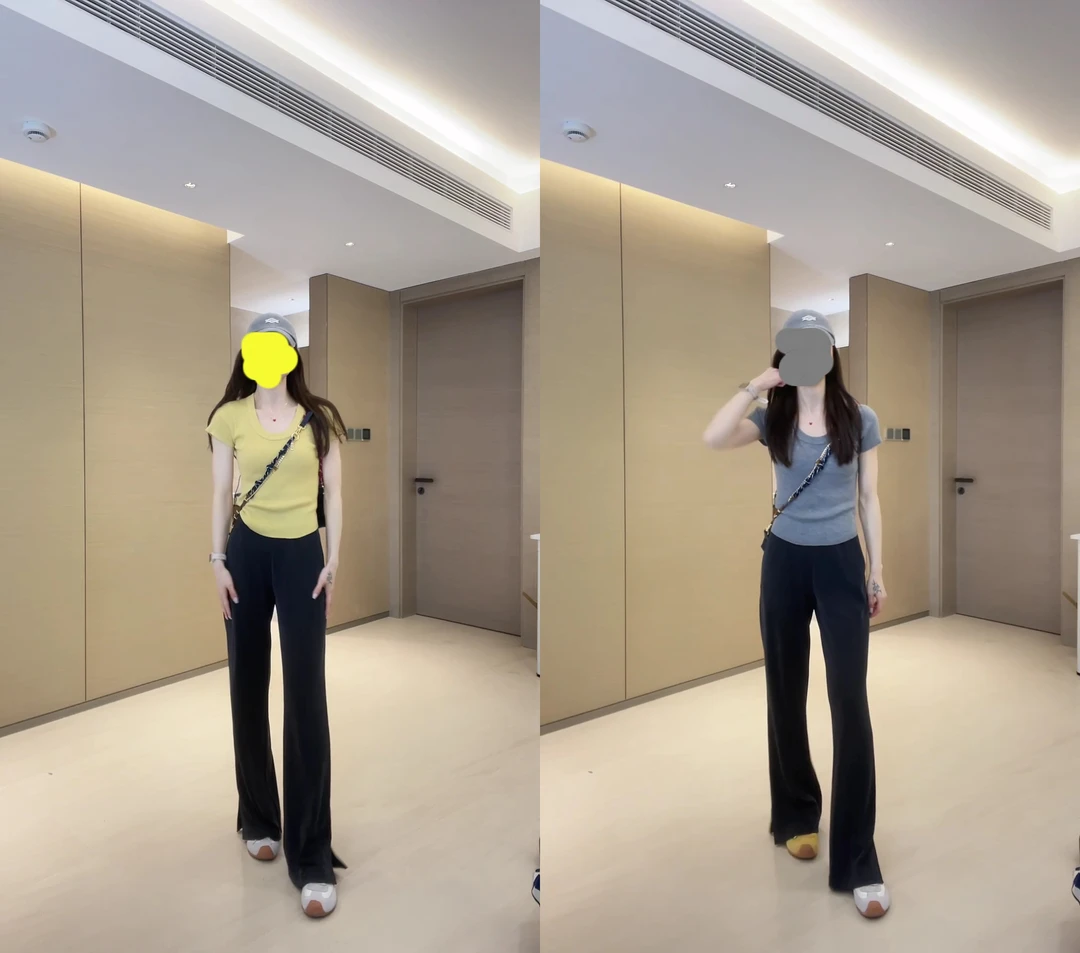 2025圆领运动针织T恤女春夏透气简约休闲百搭短袖+休闲裤两件套