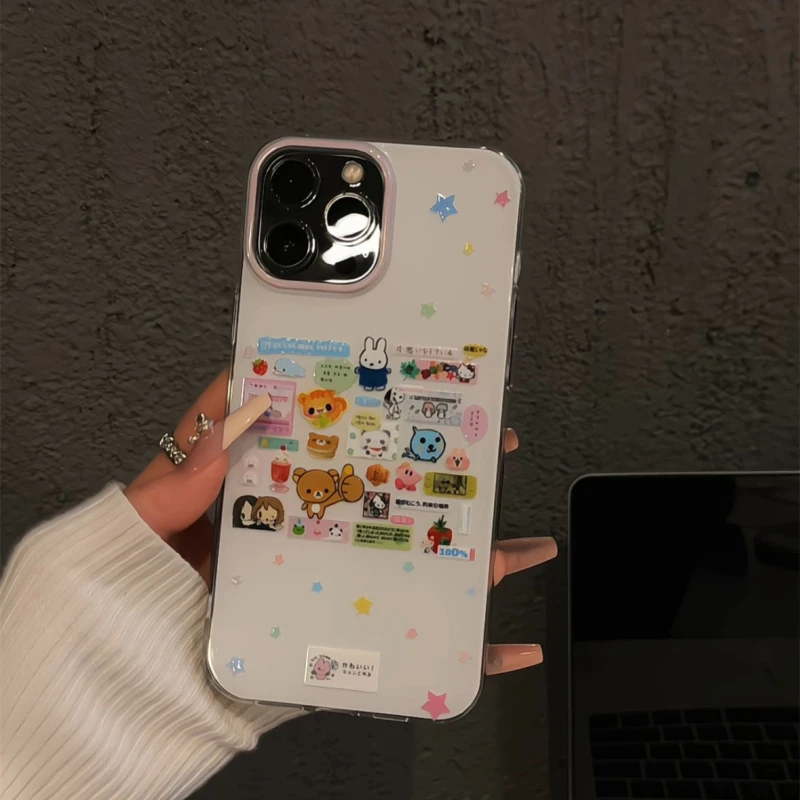 ins星星玩偶标签适用苹果16双层IMD手机壳iPhone15防摔华为mate60