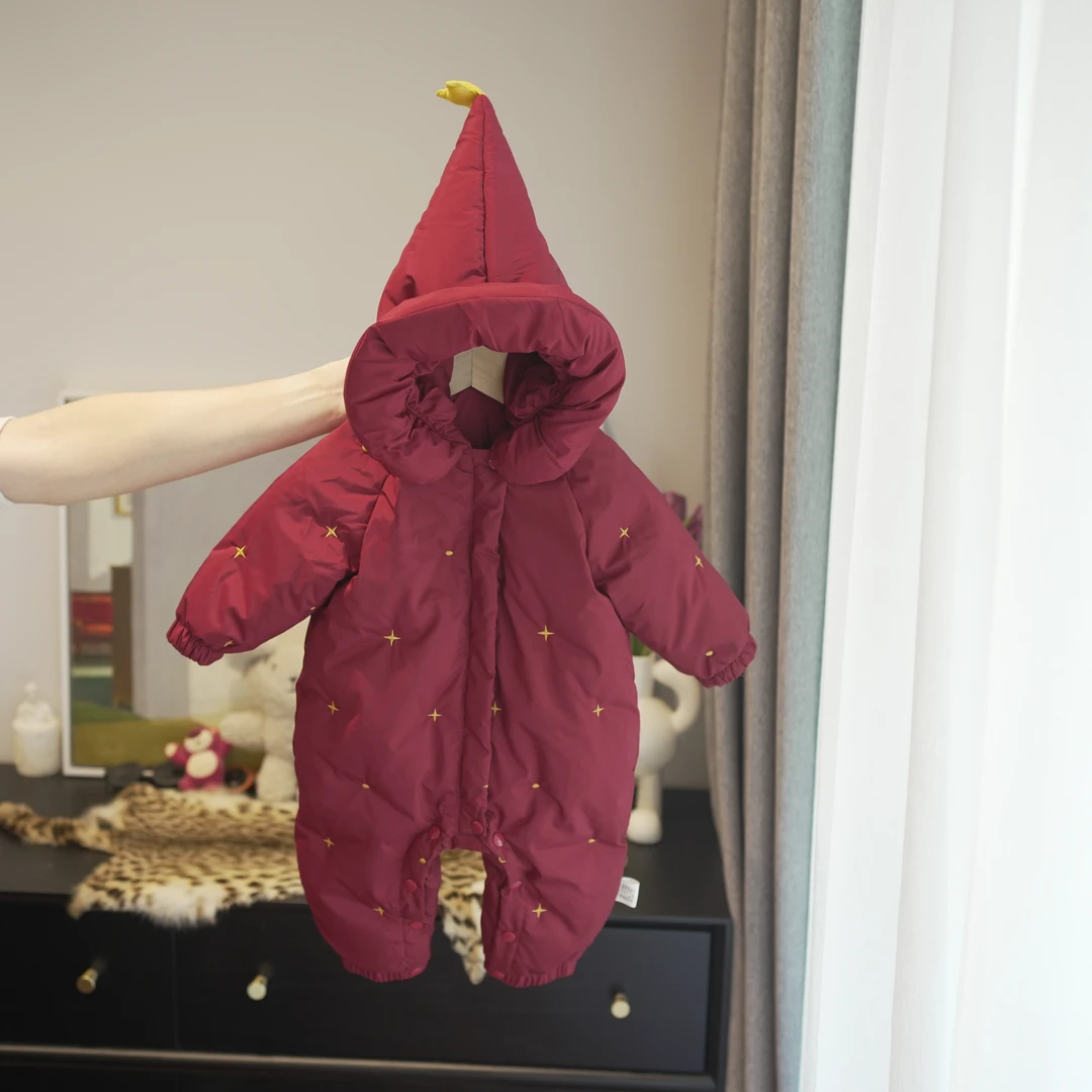 星星爬爬服加厚羽绒儿童女童婴儿宝宝连帽婴幼儿加厚女宝儿童女童