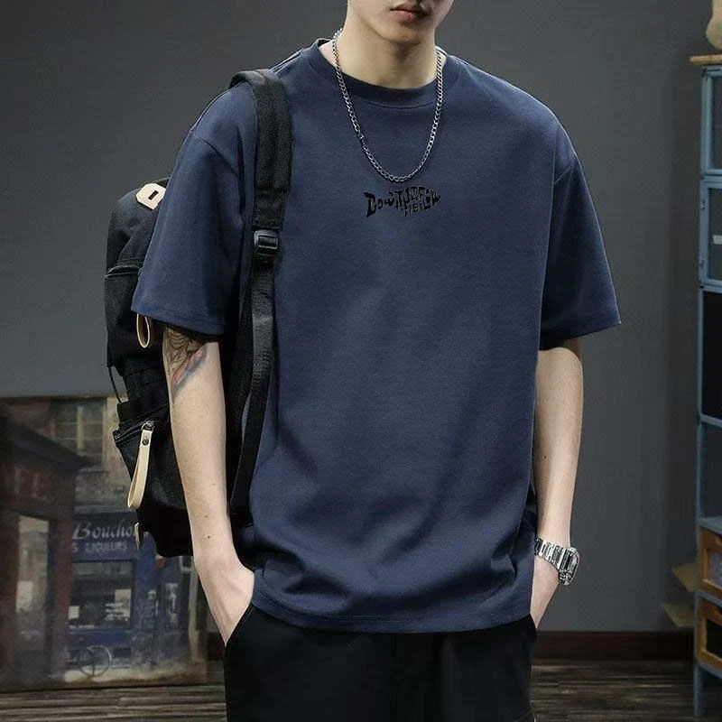 夏季宽松T恤重磅潮牌印花衣服美式短袖纯棉男士体恤圆领半袖休闲