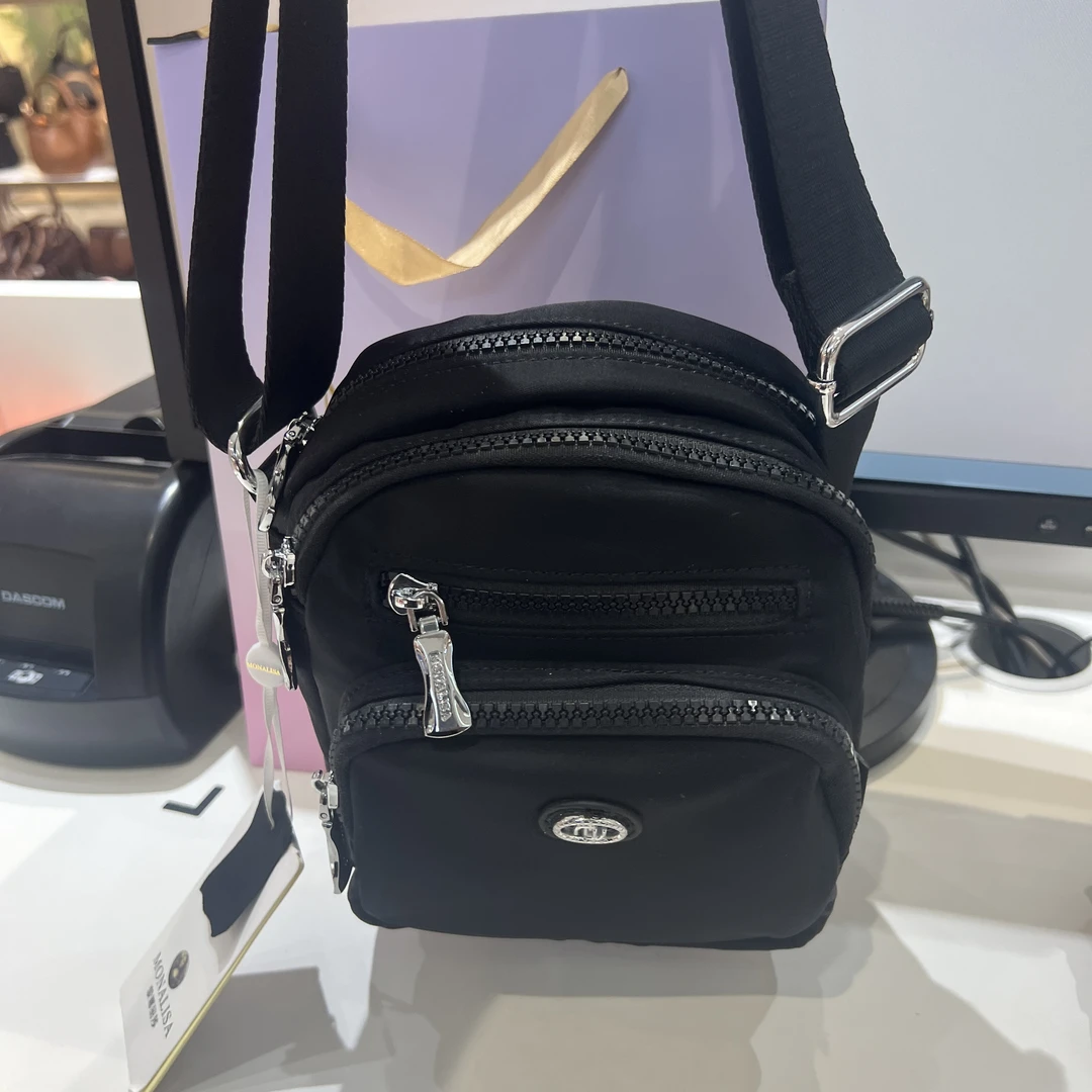 蒙娜丽莎新款多层牛津布时尚百搭男女同款单肩斜挎布包手机包