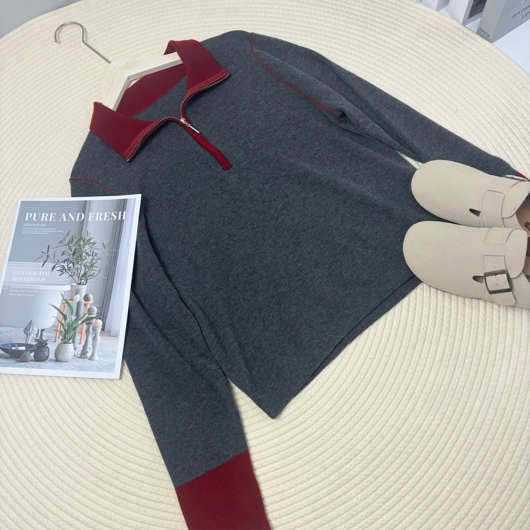 玲姐定制-高领半拉链毛衣宽松上衣打底衫260896