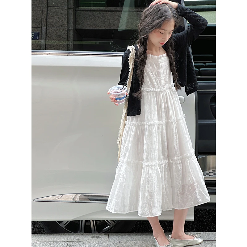 K29163韩系女童连衣裙套装2025夏装新款儿童开衫裙子洋气两件套潮