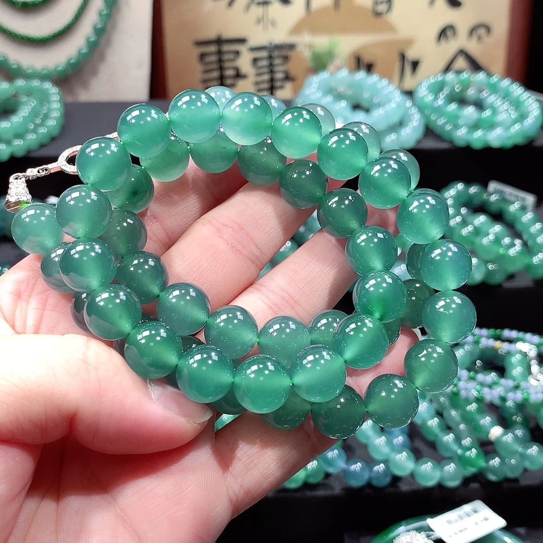 毛***夹翡翠未镶嵌手链卡12