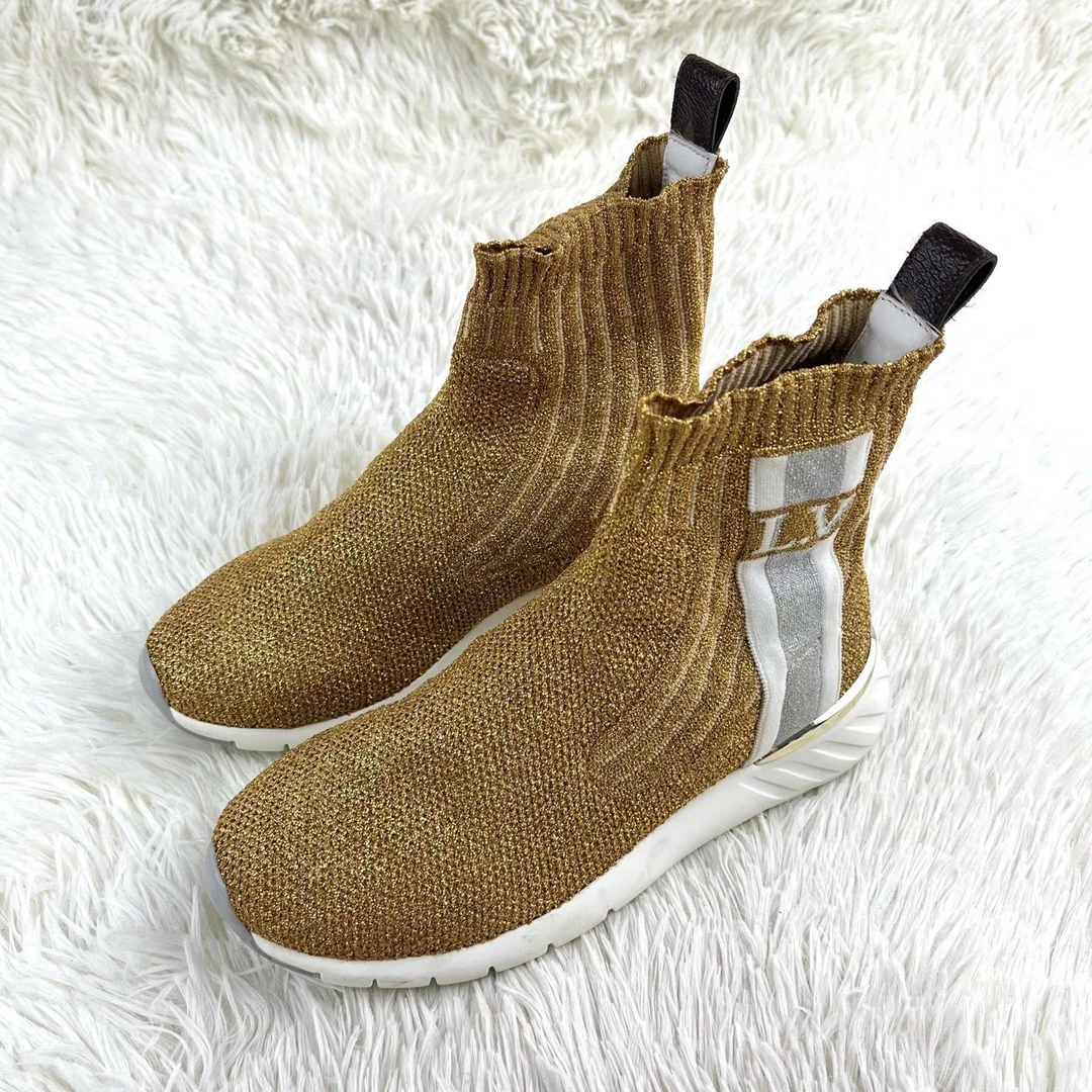 99新 LouisVuitton/路易威登 金色休闲袜子鞋34码