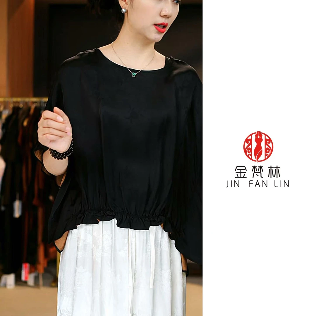 【初蝶】新中式复古圆领T恤国风中年妈妈装不规则