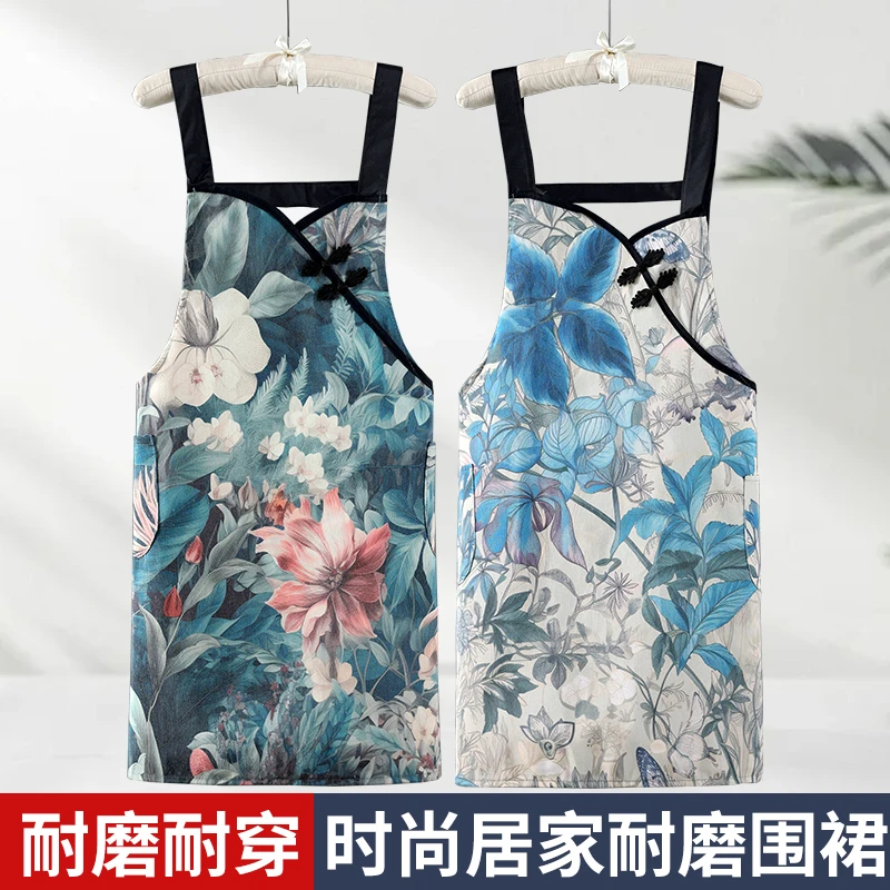 2025新款围裙厨房时尚做饭帆布耐脏背带工作服透气防污家用罩衣