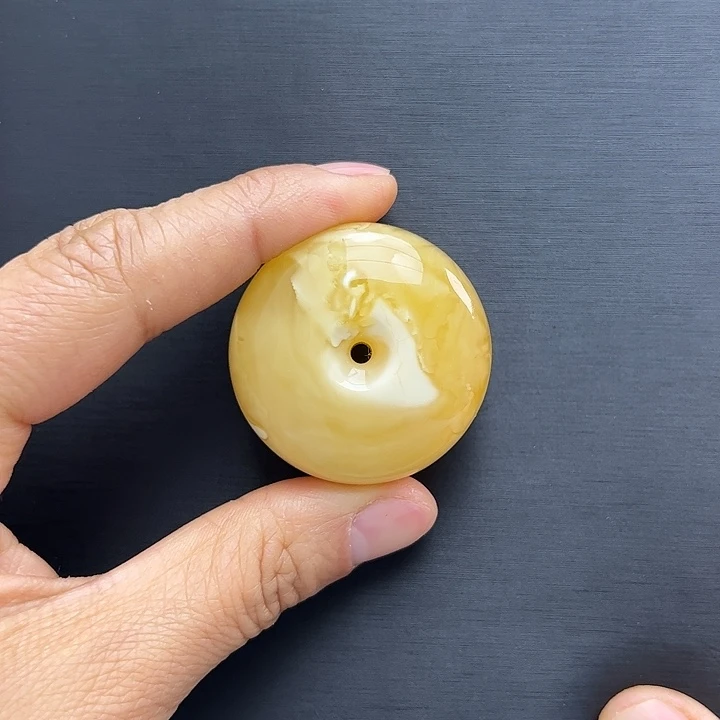 蜜蜡裸石未镶嵌平安扣吊坠18.9