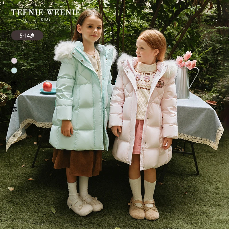 TeenieWeenie Kids小熊童装25冬毛领中长三防羽绒服TKJD258T61I