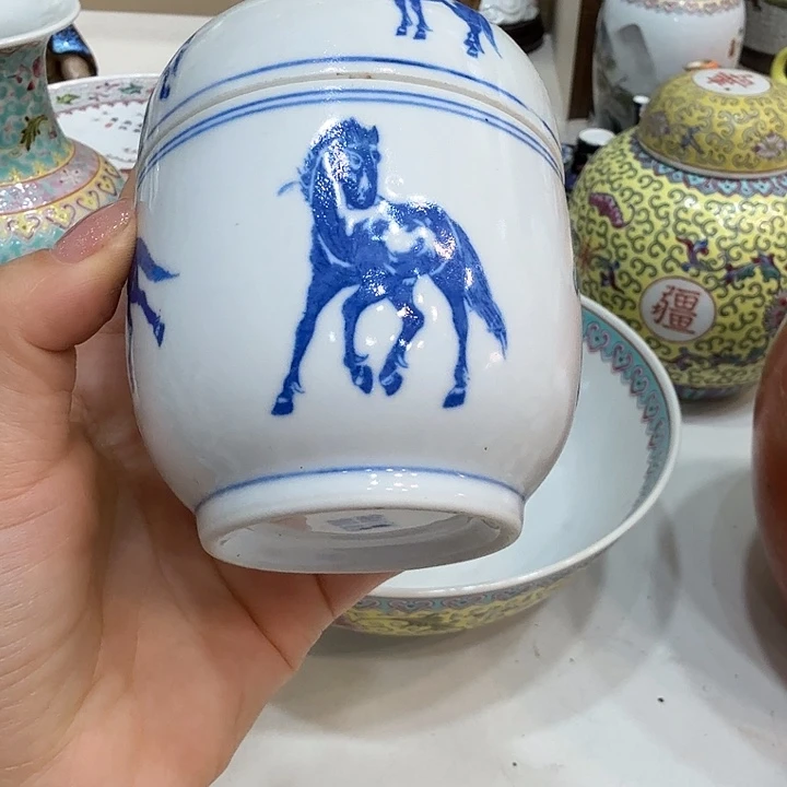 生***王瓷片景德镇青花温酒器