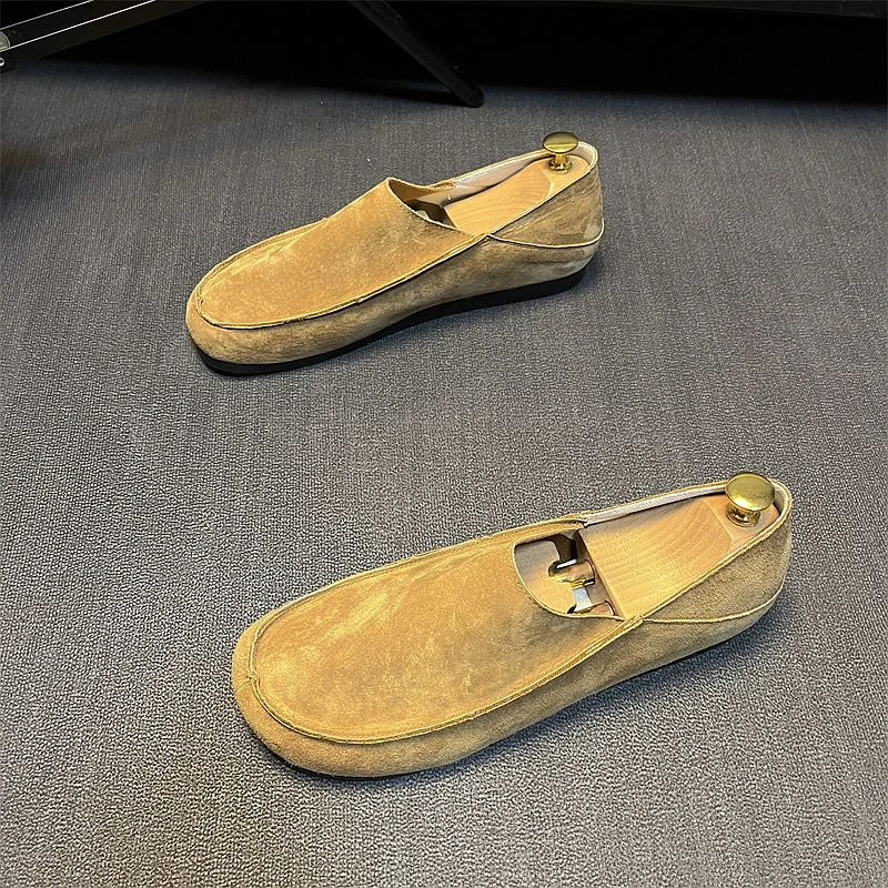 一脚蹬男鞋透气休闲板鞋百搭宽脚软底轻便懒人男士平底低帮豆豆鞋