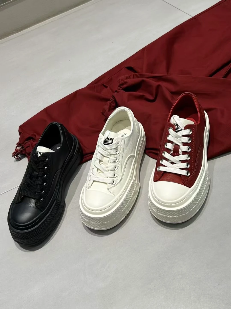 【羽之瞳+】也太好看了吧 牛皮低帮系带潮流松糕鞋春夏