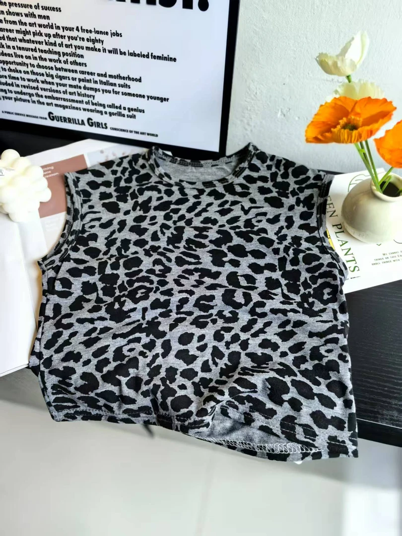 男童豹纹背心新款痞帅儿童夏季无袖薄款潮T