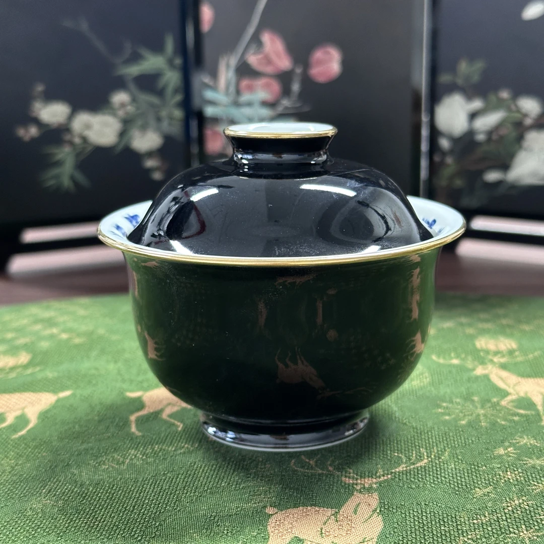 【雨溪山房】枢府黑金釉禅茶两才盖碗100cc（YX368）