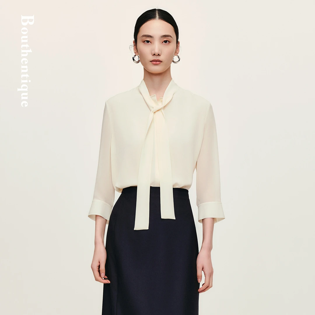【粉丝专享】Bouthentique6A级真丝飘带设计中袖衬衣22
