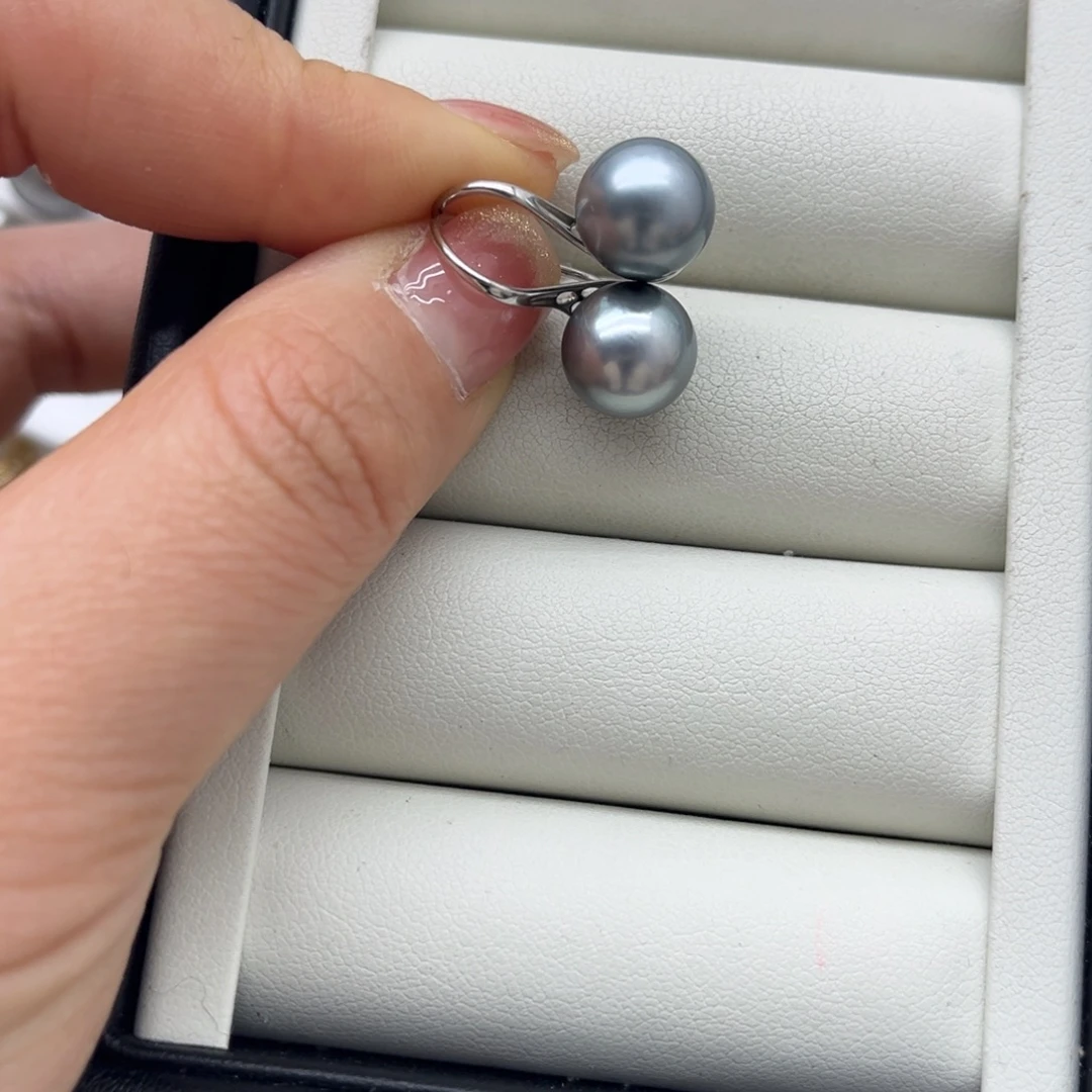 银S925镶嵌海水珍珠耳饰