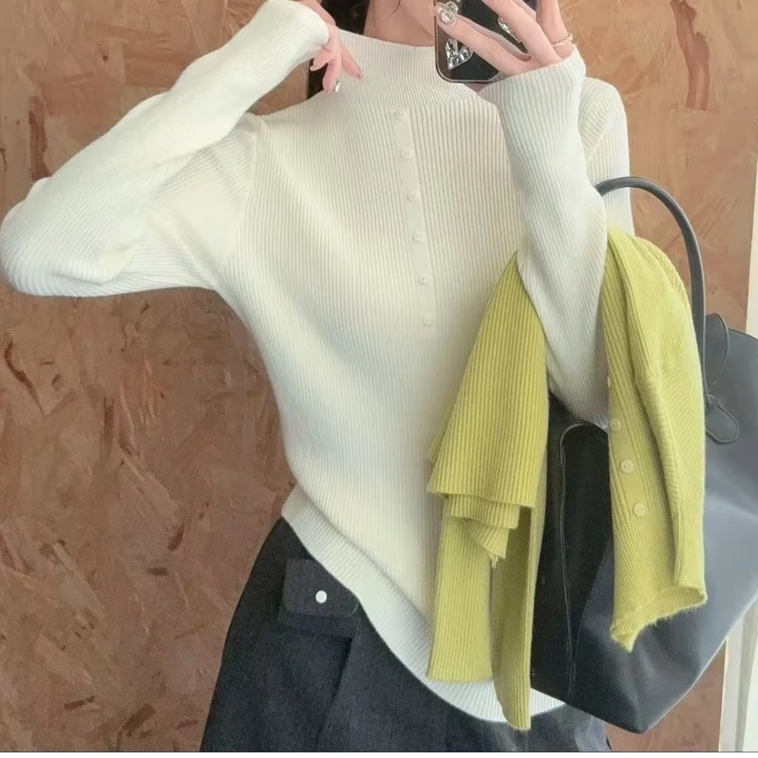 【大眼妹儿专属】2025秋季琥珀流光半高领针织打底衫cc1008