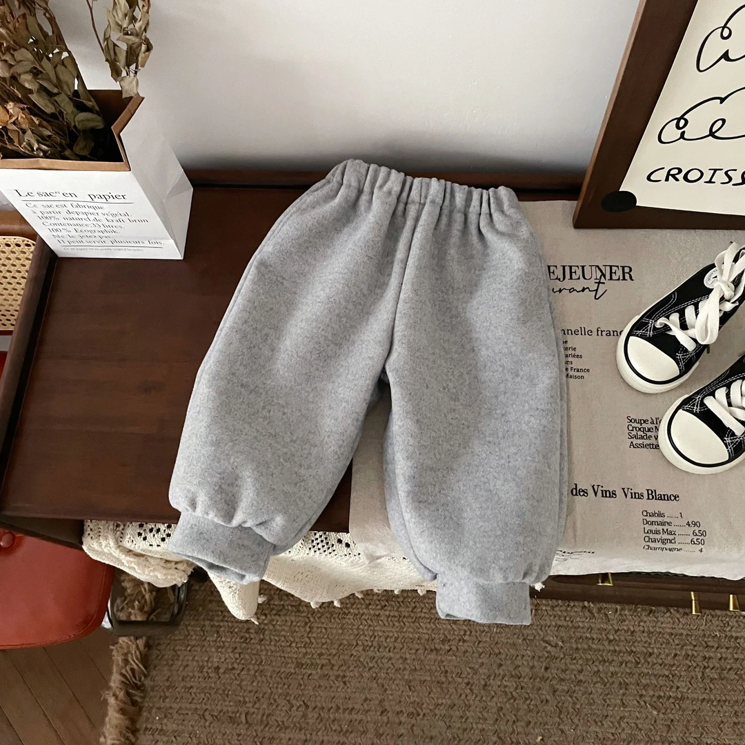【现货】DK247616冬季新款儿童裤子女童加绒加厚保暖萌宝休闲裤百搭