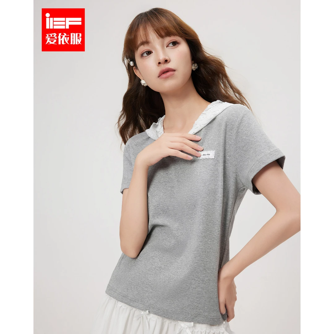 IEF/爱依服2025夏季新款韩版时尚休闲通勤气质百搭连帽设计上衣