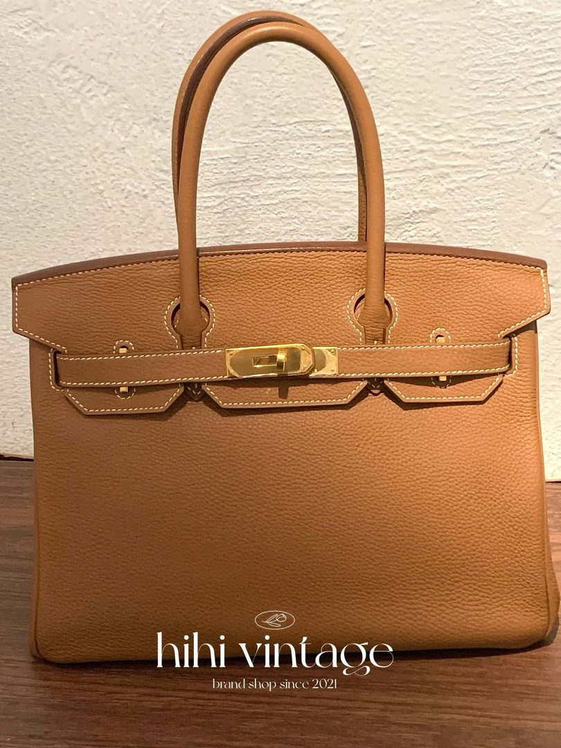 95新 Hermes/爱马仕 HIHI/金棕金扣Birkin30 Z刻18493530