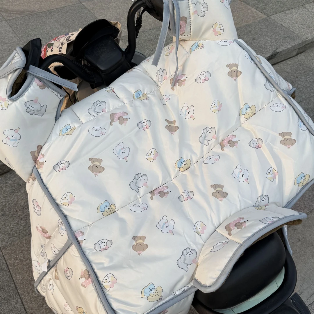 兔毛2025款电动车挡风被冬季加绒加厚亲子摩托电瓶车保暖防风冬款