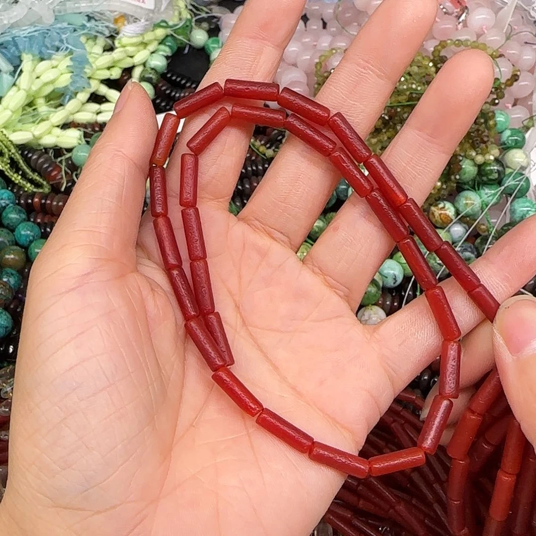 玛瑙/玉髓合金珠宝半成品橘皮红玛瑙4-12mm一条