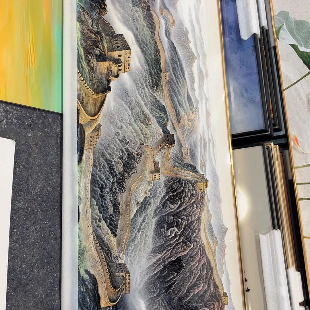 横款80*180金框晶瓷带章万里长城