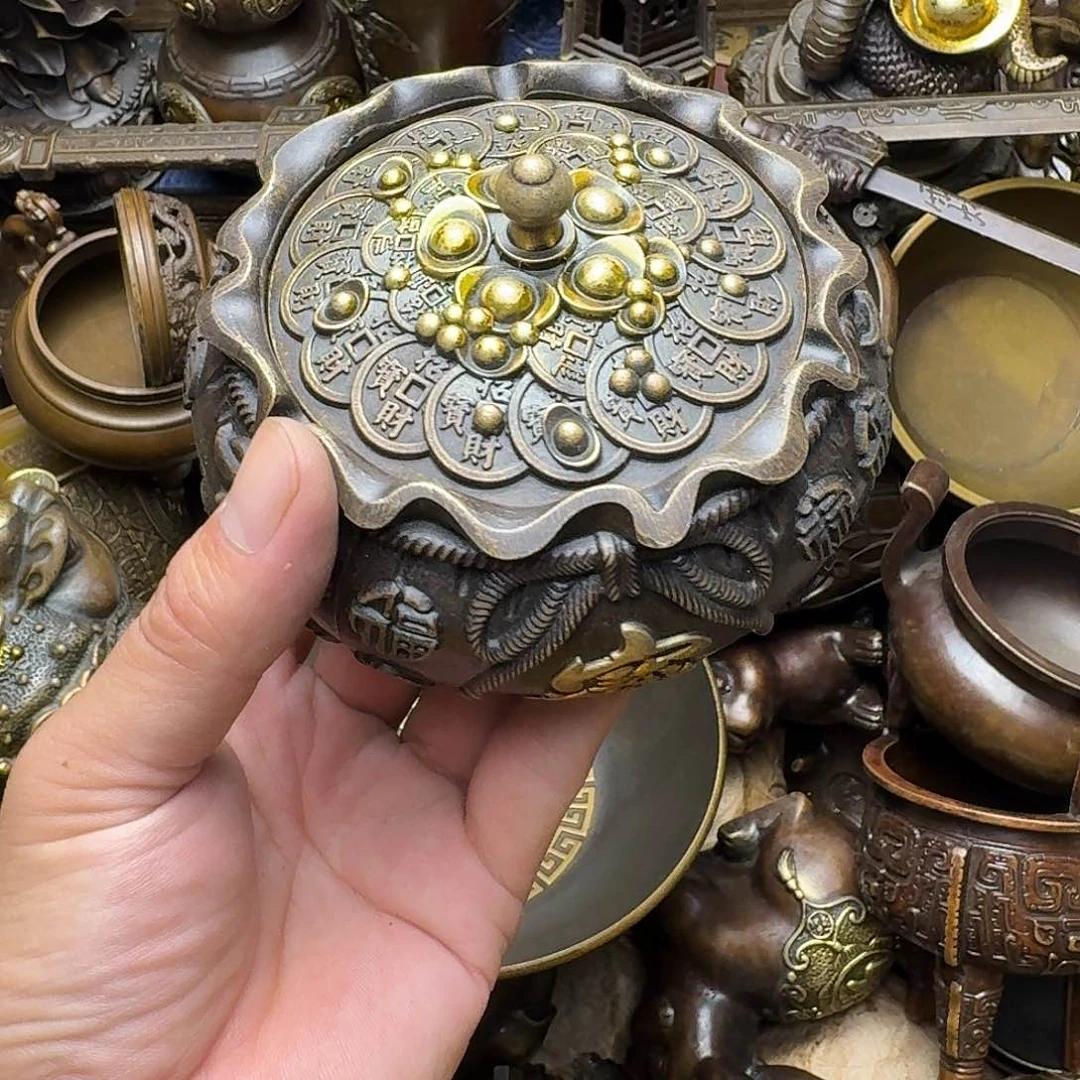 原矿 风魔铜藏收铜摆件