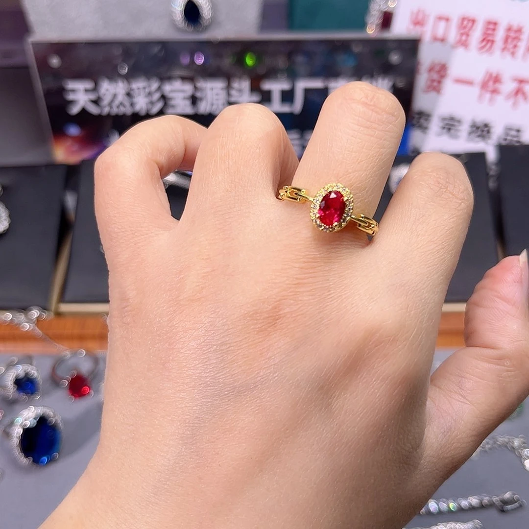 红宝石戒指银S925镶嵌w 79