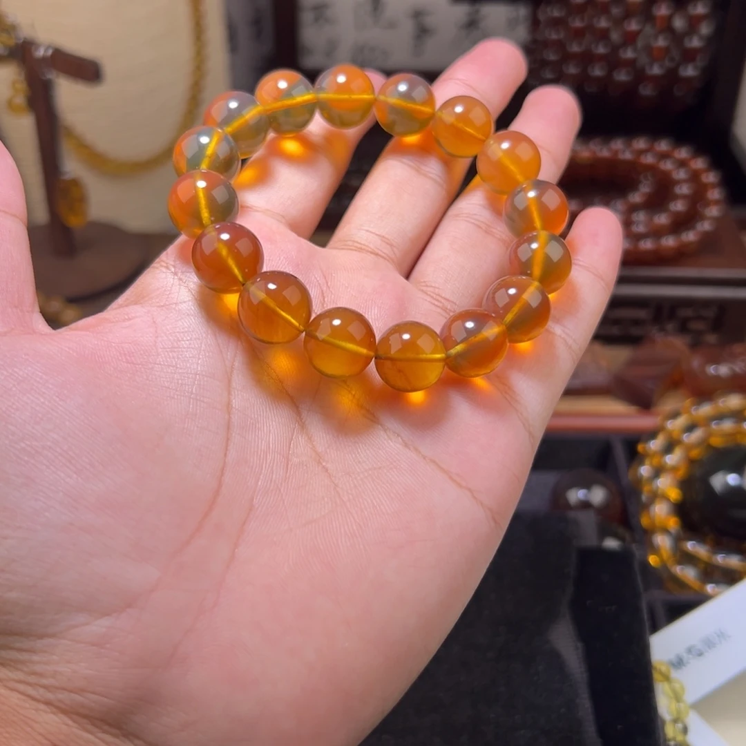琥珀未镶嵌颈饰13mm金棕手串