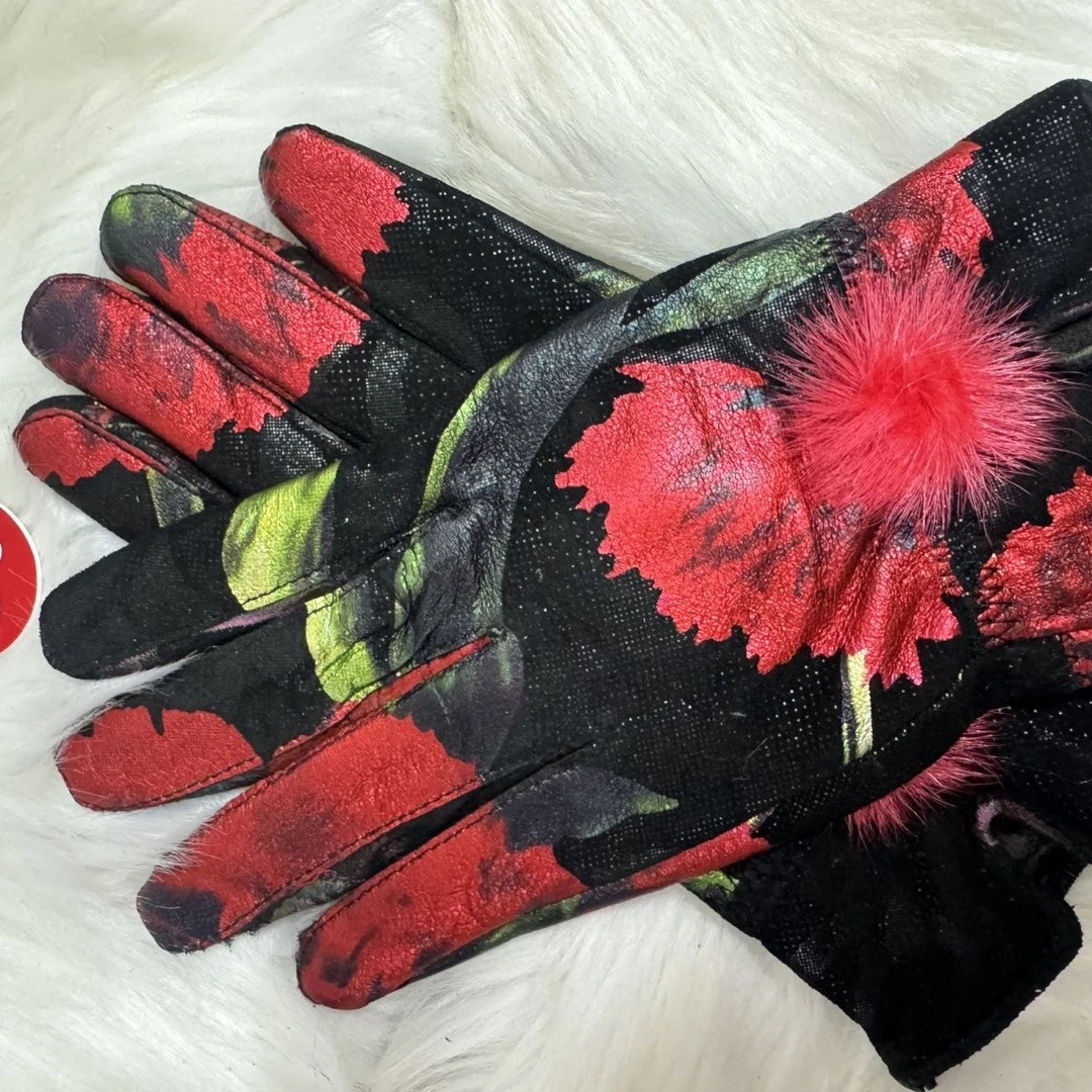 冬季羊皮花色手套加绒保暖暖直播间为准