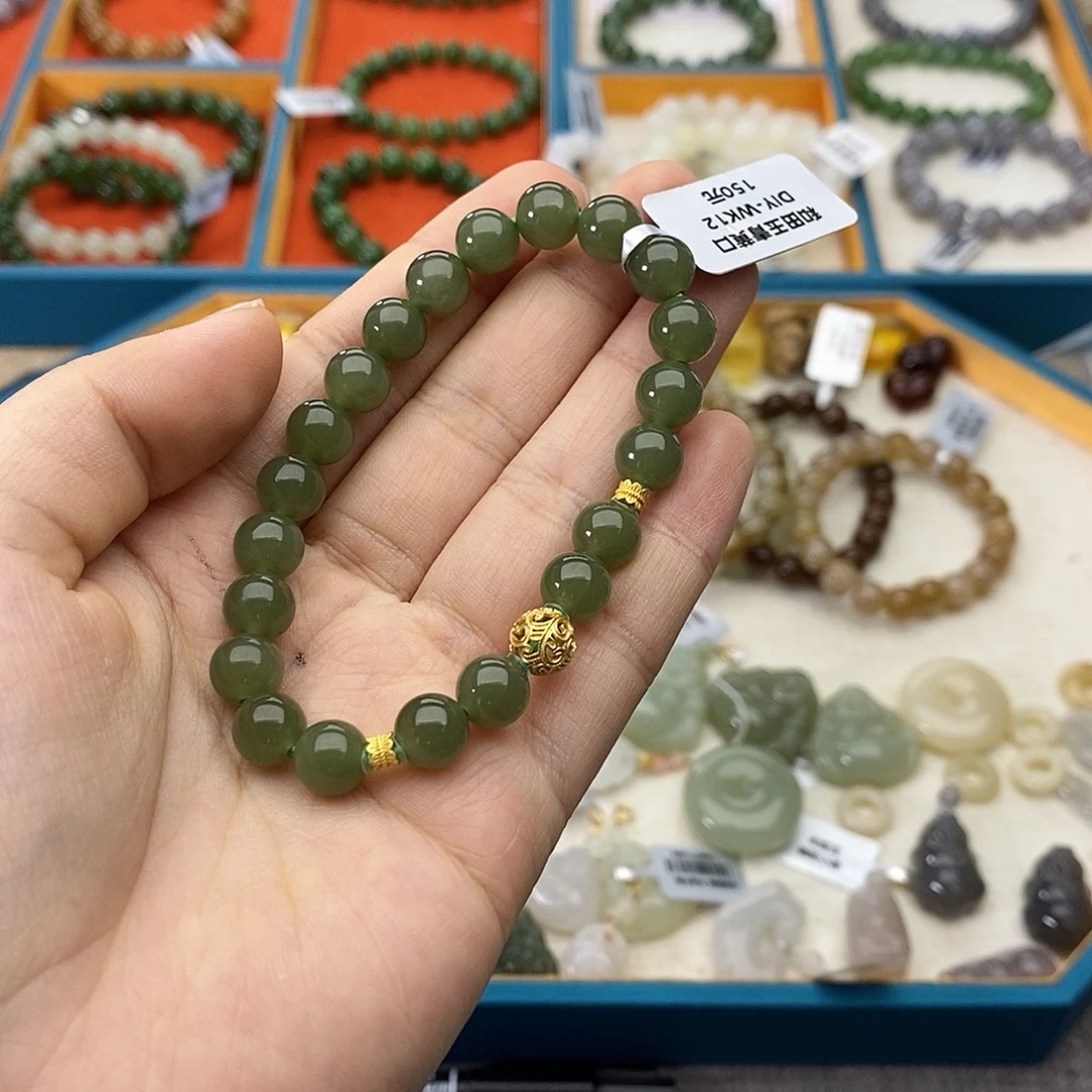 和田玉未镶嵌手链w30青黄口8mm