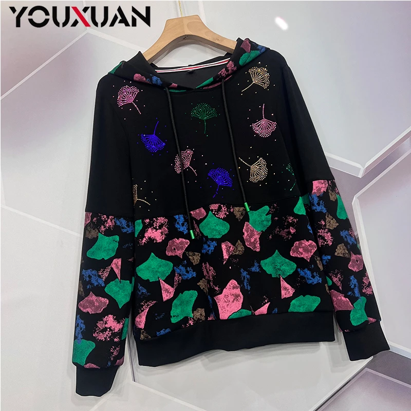 【新品】2024秋冬百搭韩版上衣时尚休闲宽松长袖连帽女士卫衣55069