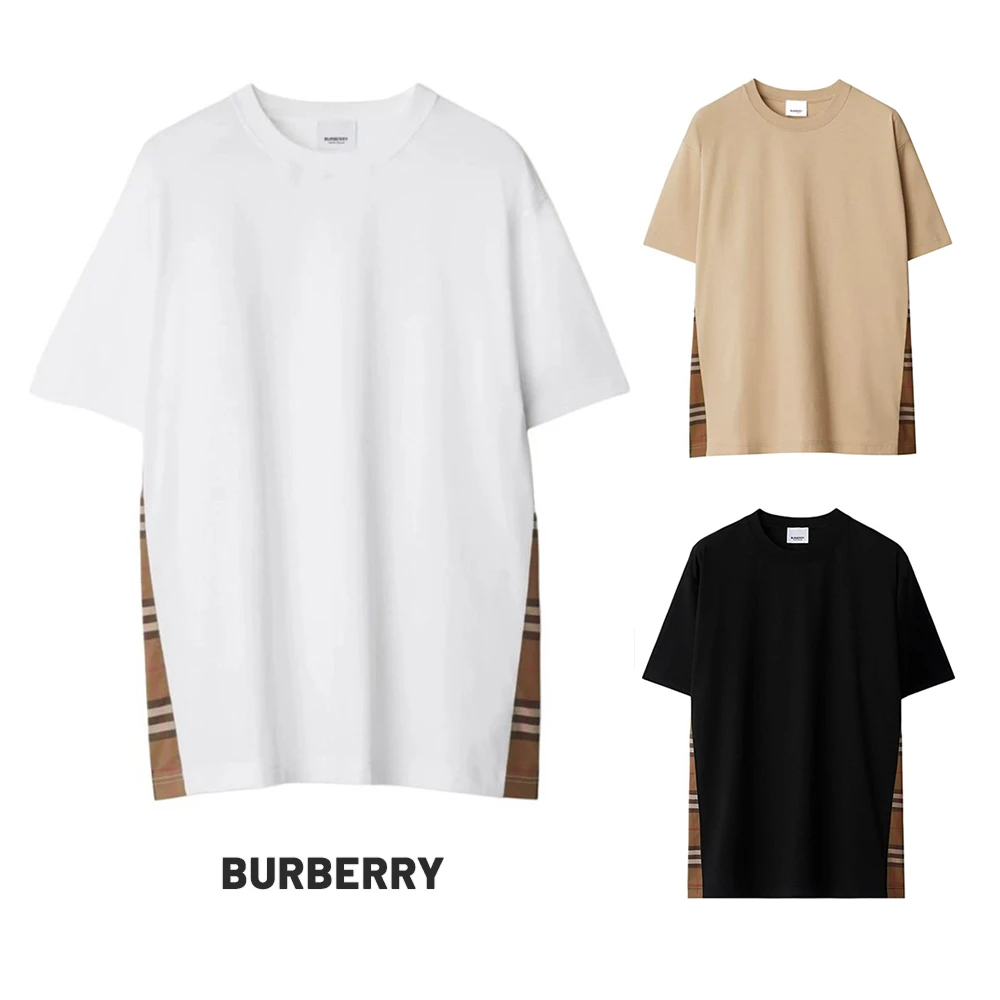未使用 BURBERRY/博柏利 微标圆领侧边格纹短袖男女款 8085111
