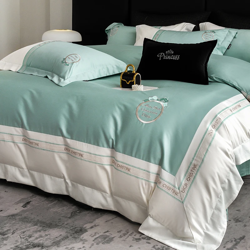 （约瑟芬）新疆长绒棉春夏清新风格轻奢被套床单刺绣四件套