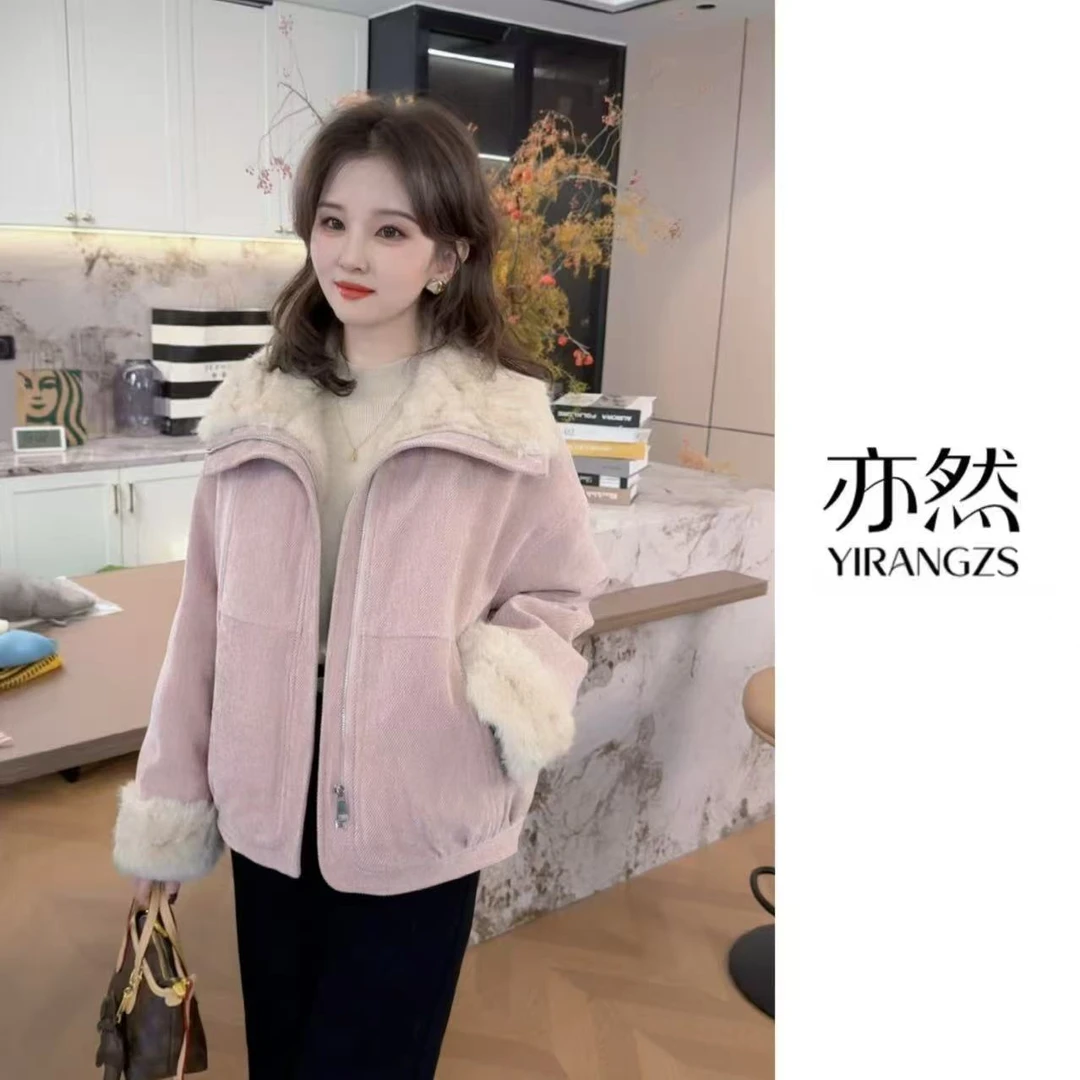 【亦然】2025冬季翻毛领90白鸭绒羽绒服保暖小外套