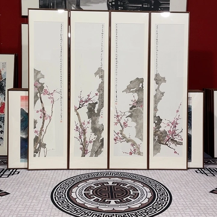 国画手绘作品带框