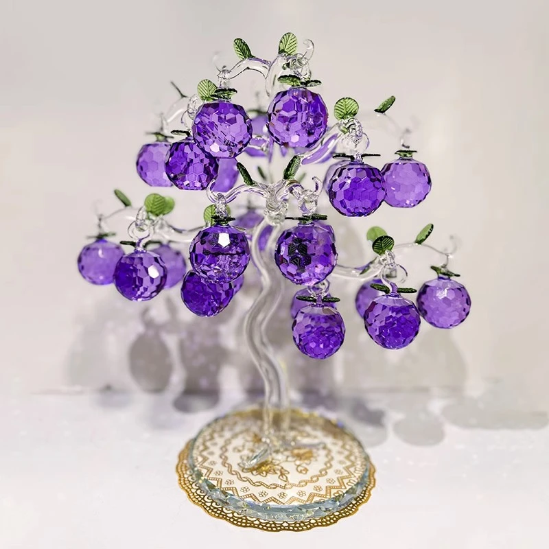 【紫气东来】水晶苹果树摆件家居工艺品客厅玄关装饰乔迁宝藏文创